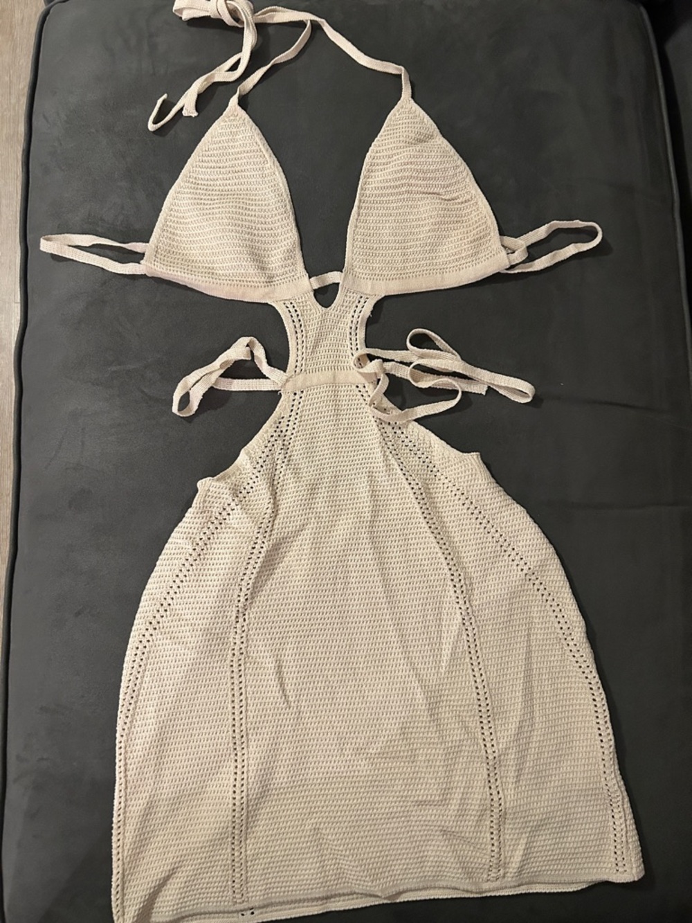 Amazon-Women's Crochet Halter Cutout Dress - Cream